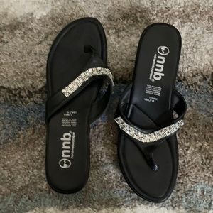 Black rhinestone sandals